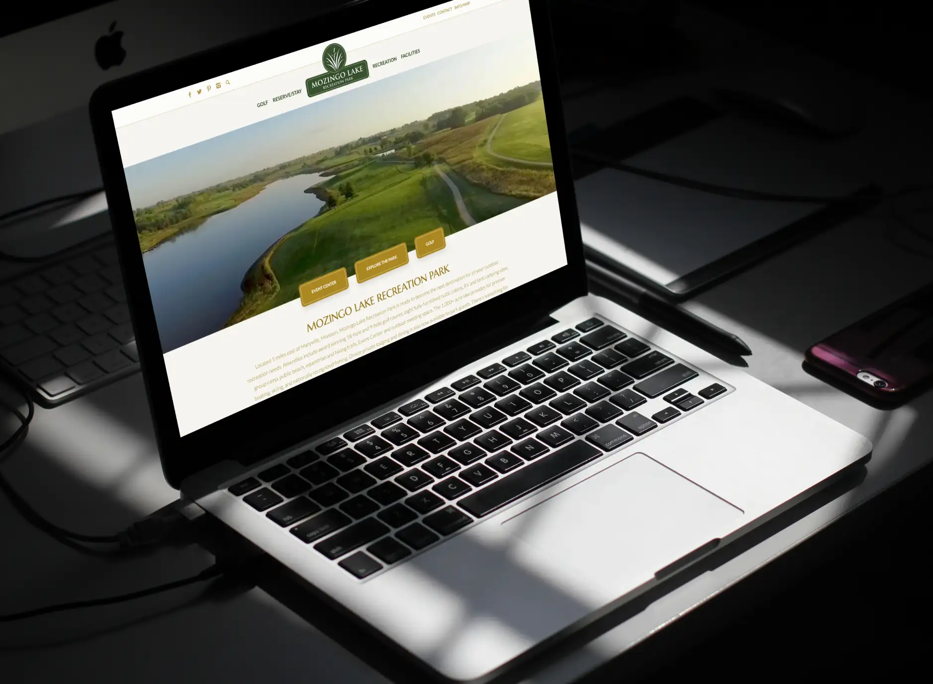 Mozingo Lake website homepage